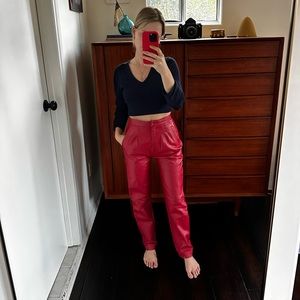 Red leather vintage pants